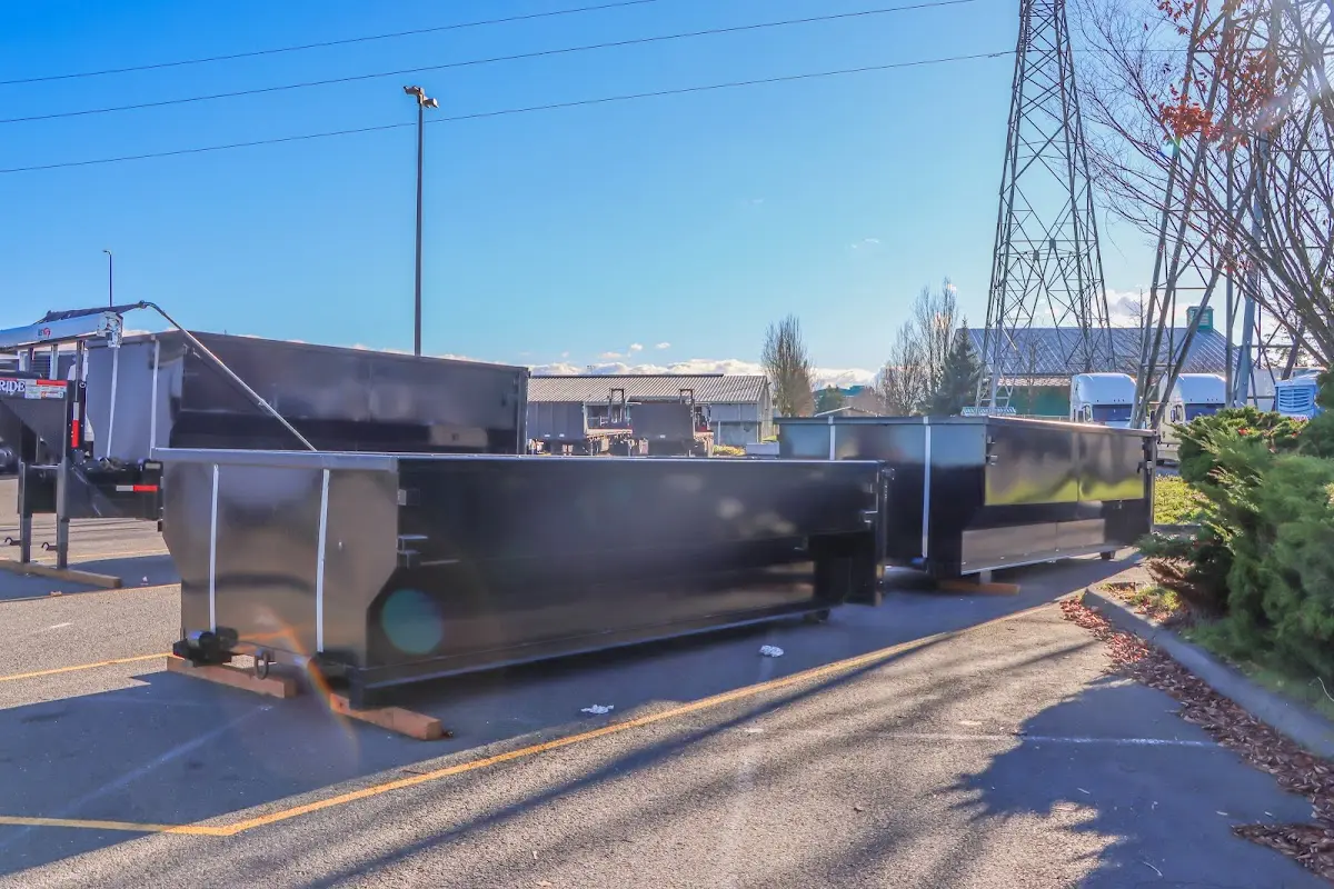 Roll-off dumpster ready for waste disposal at job site for 8 Yard Dumpster Rental in Hamilton